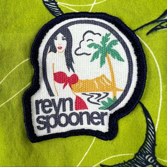 REYN SPOONER Stretch Polyester Swim Trunks, Lined, Green with Marlins, Size M - Picture 4 of 11